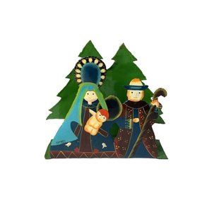 Artisan Made Nativity Napkin Holder Metal Colorful Handpainted Christmas Advent